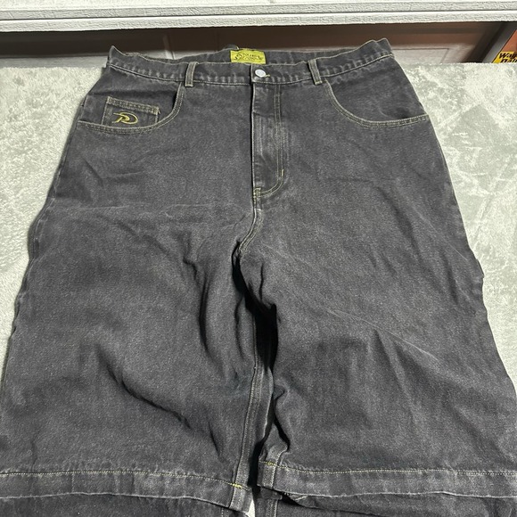 Pangea Wide Leg Mens Size 36 Zip Jeans Shorts Skater Streetwear Rare Baggy Y2K - Picture 3 of 14